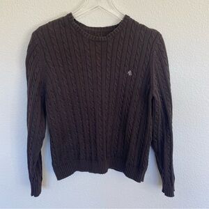 Lauren Ralph Lauren Chocolate Brown Cable Knit Sweater | L
